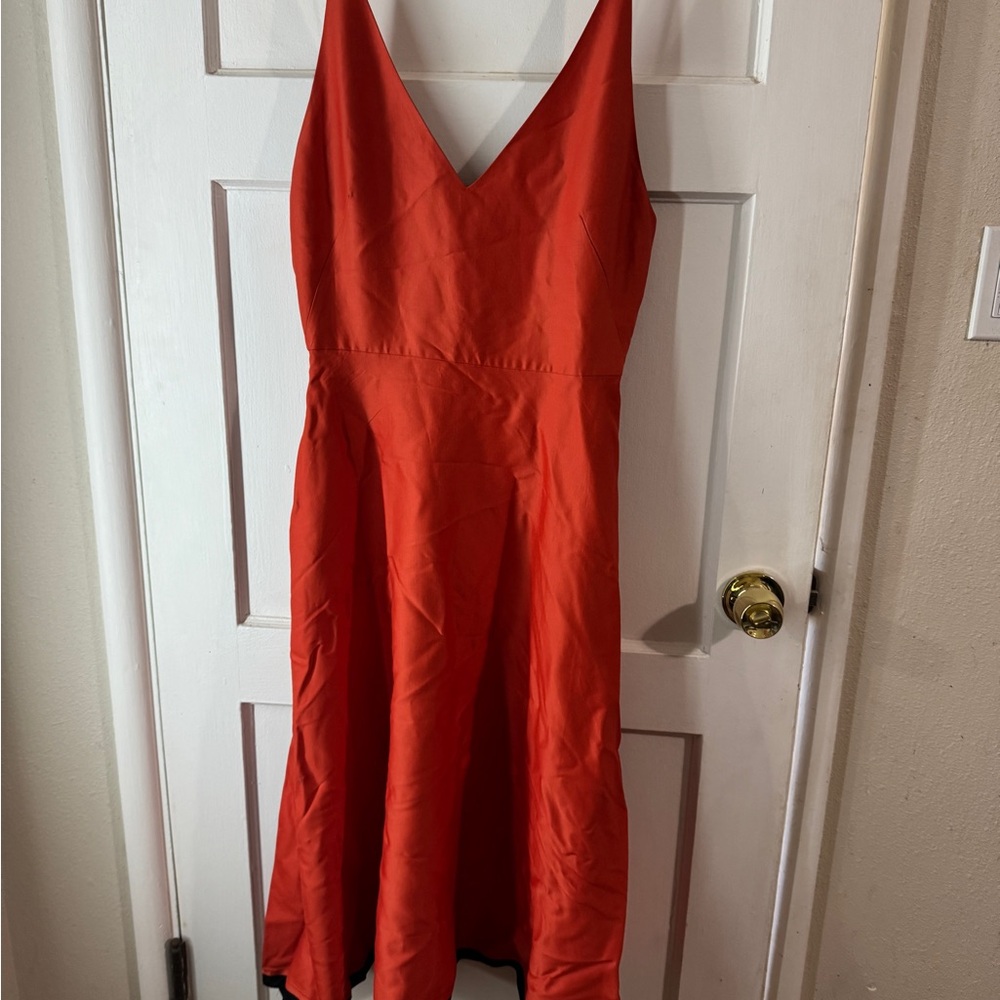 kate spade Orange V-Neck Midi Dress - Size 4